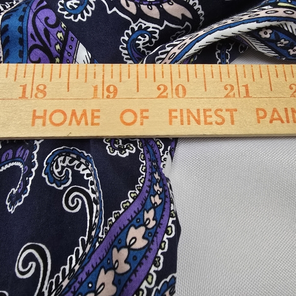 Chico's Purple Paisley No Iron Cotton Hidden Buttons Tunic Boho Chic Preppy M - Picture 8 of 11